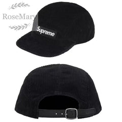 Supreme Black Corduroy 5-Panel Box Logo Camp Cap