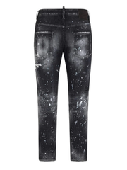 Dsquared2 Paint Splatter Rhinestone Skater Jeans in Black