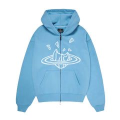 Broken Planet Zip-Up Hoodie Light Blue
