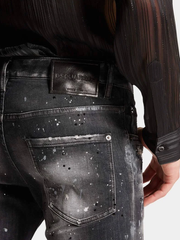 Dsquared2 Paint Splatter Rhinestone Skater Jeans in Black
