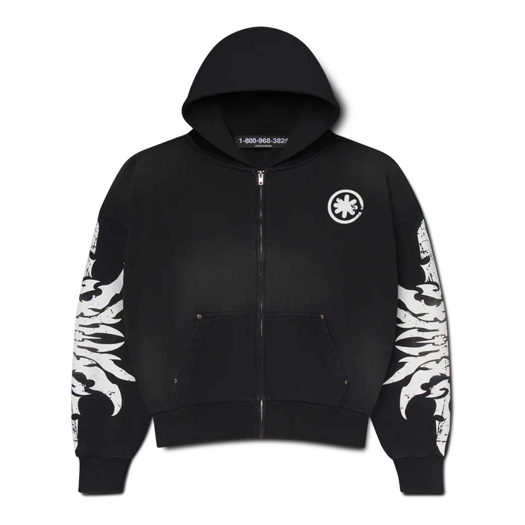 Lost Shdws Complexcon Zip Up Hoodie Acid Wash Black