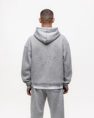 Magiri Embroidered Acid Wash Hoodie in Washed Oatmeal
