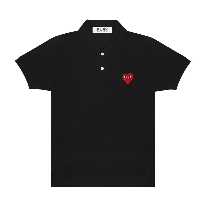 Play - Unisex's Red Emblem Polo Shirt - (T006) (Black)