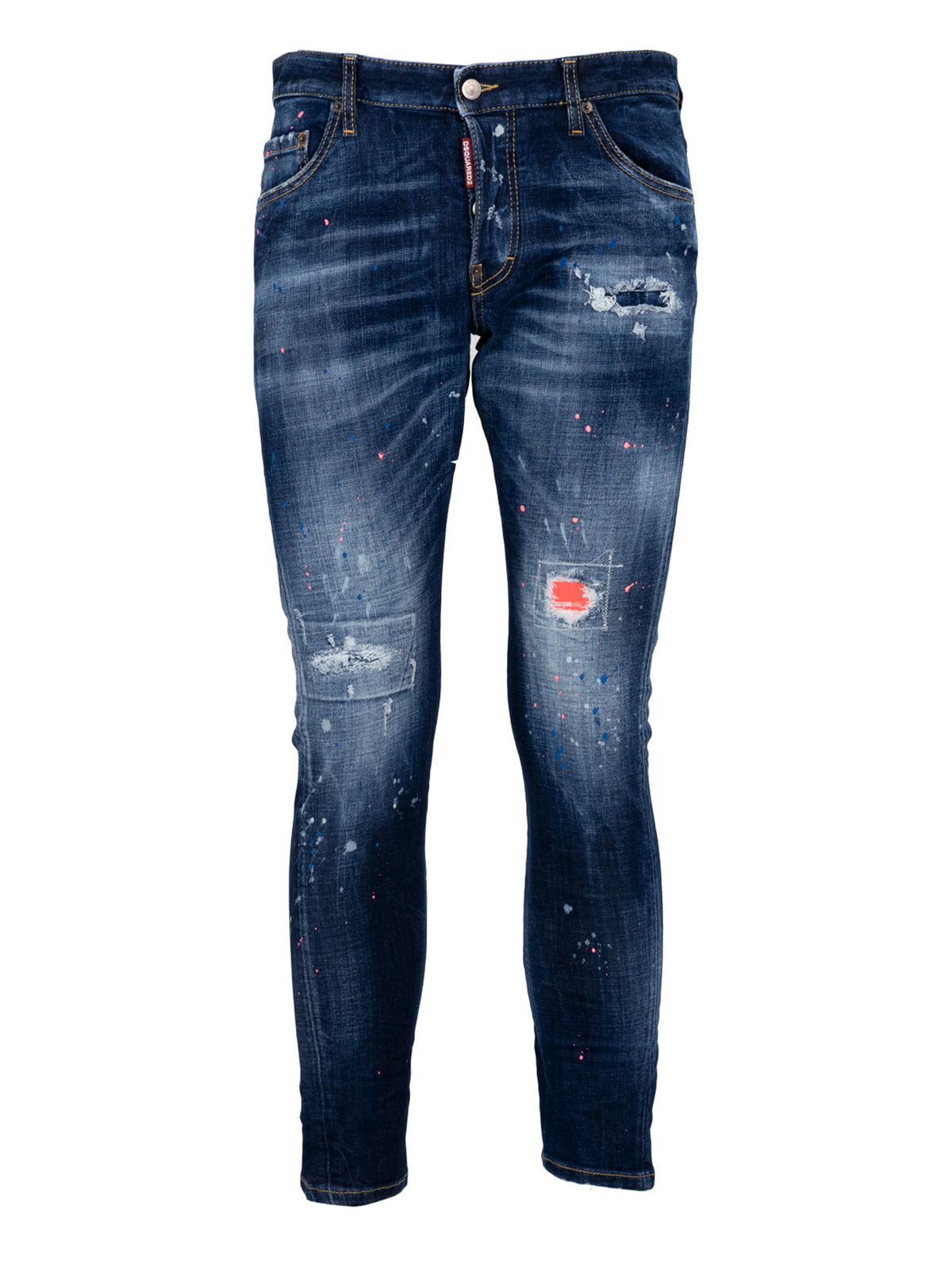 Dsquared2 Dark Neon Splash Ripped Cool Guy Jeans in Blue